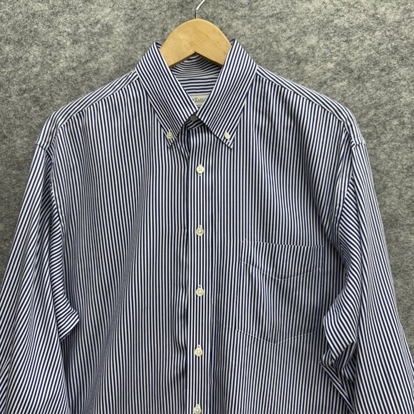 Austin Taylor Mens Button Down Dress Shirt Old Money 100% Cotton Blue Stripe XXL - Picture 2 of 9